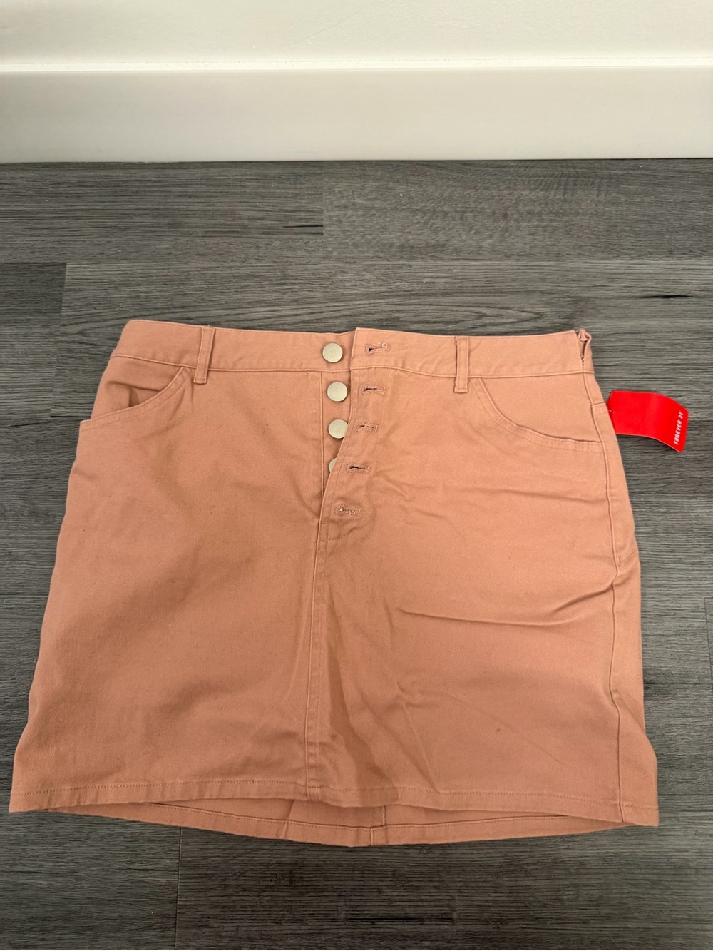 Forever 21 Peach Button-Front Mini Skirt